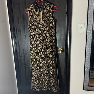 Elegant Black and Gold Floral Dress